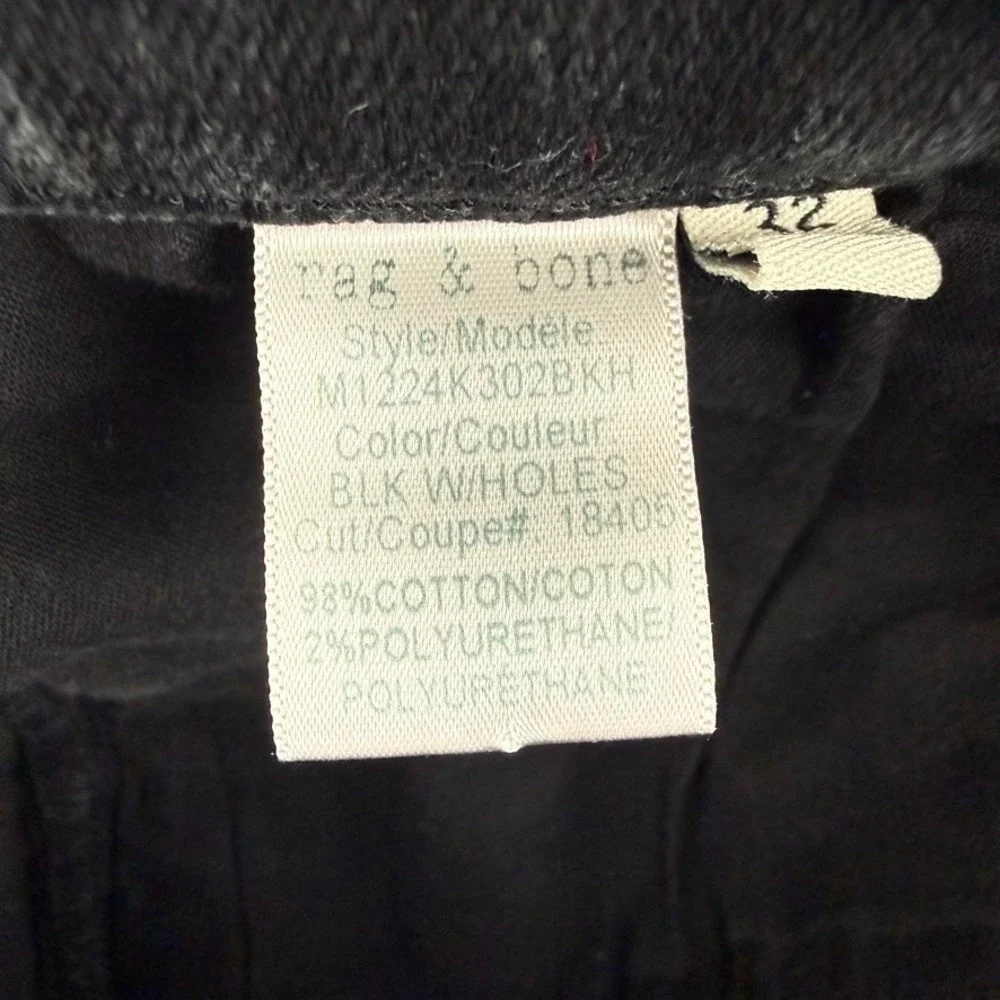Rag & Bone Jeans Mens 32 Black Fit 1 Extra Slim Distressed Denim